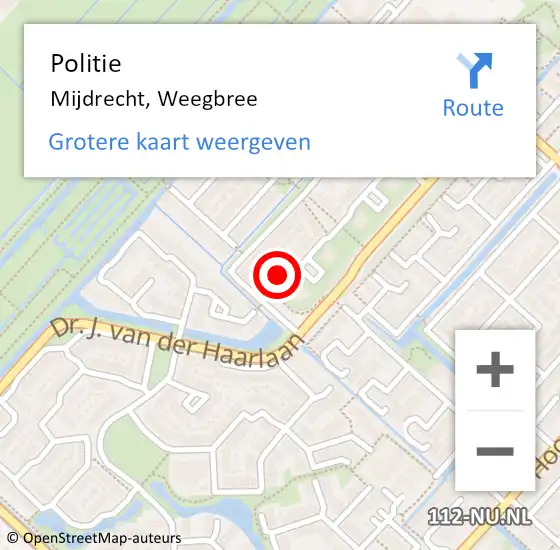 Locatie op kaart van de 112 melding: Politie Mijdrecht, Weegbree op 11 augustus 2024 02:33