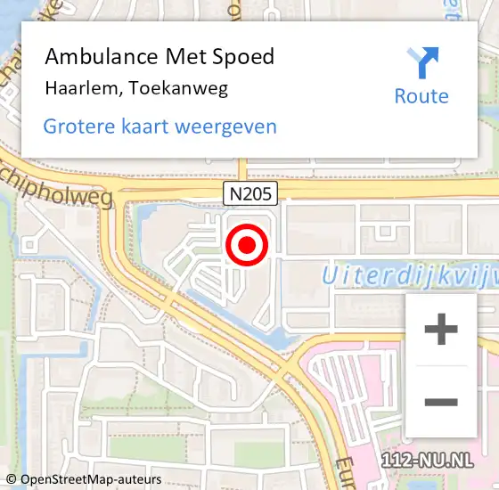 Locatie op kaart van de 112 melding: Ambulance Met Spoed Naar Haarlem, Toekanweg op 11 augustus 2024 02:52