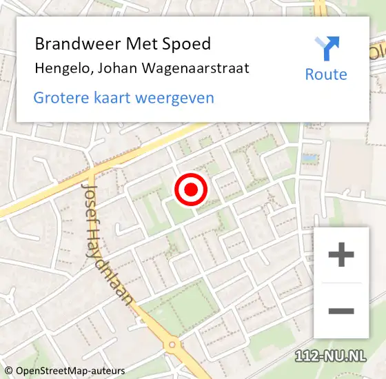 Locatie op kaart van de 112 melding: Brandweer Met Spoed Naar Hengelo, Johan Wagenaarstraat op 11 augustus 2024 02:55