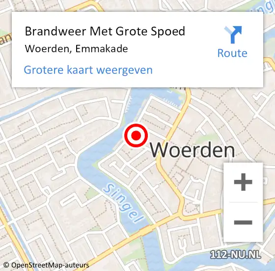 Locatie op kaart van de 112 melding: Brandweer Met Grote Spoed Naar Woerden, Emmakade op 11 augustus 2024 03:01