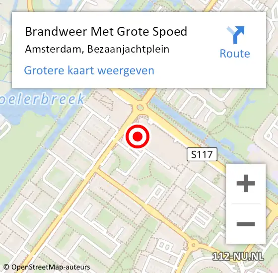 Locatie op kaart van de 112 melding: Brandweer Met Grote Spoed Naar Amsterdam, Bezaanjachtplein op 11 augustus 2024 03:17