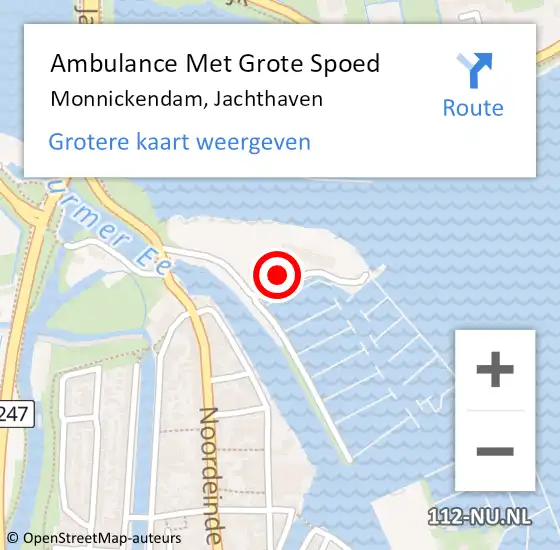 Locatie op kaart van de 112 melding: Ambulance Met Grote Spoed Naar Monnickendam, Jachthaven op 11 augustus 2024 03:25