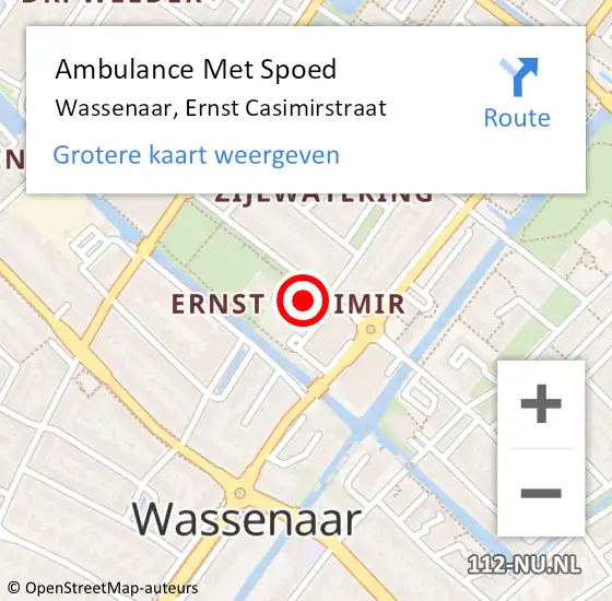 Locatie op kaart van de 112 melding: Ambulance Met Spoed Naar Wassenaar, Ernst Casimirstraat op 11 augustus 2024 03:33