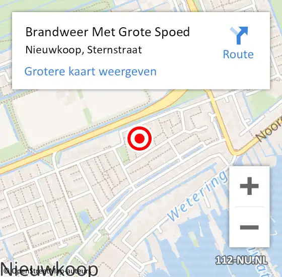 Locatie op kaart van de 112 melding: Brandweer Met Grote Spoed Naar Nieuwkoop, Sternstraat op 11 augustus 2024 03:42