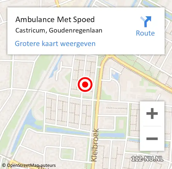 Locatie op kaart van de 112 melding: Ambulance Met Spoed Naar Castricum, Goudenregenlaan op 11 augustus 2024 03:44