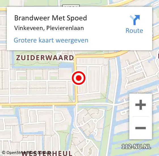 Locatie op kaart van de 112 melding: Brandweer Met Spoed Naar Vinkeveen, Plevierenlaan op 11 augustus 2024 03:55