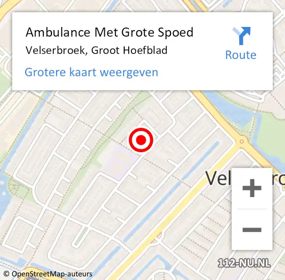 Locatie op kaart van de 112 melding: Ambulance Met Grote Spoed Naar Velserbroek, Groot Hoefblad op 11 augustus 2024 04:03