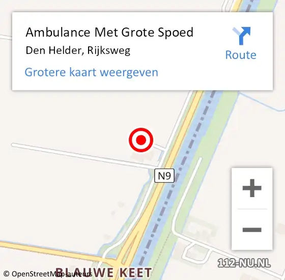 Locatie op kaart van de 112 melding: Ambulance Met Grote Spoed Naar Den Helder, Rijksweg op 11 augustus 2024 04:13