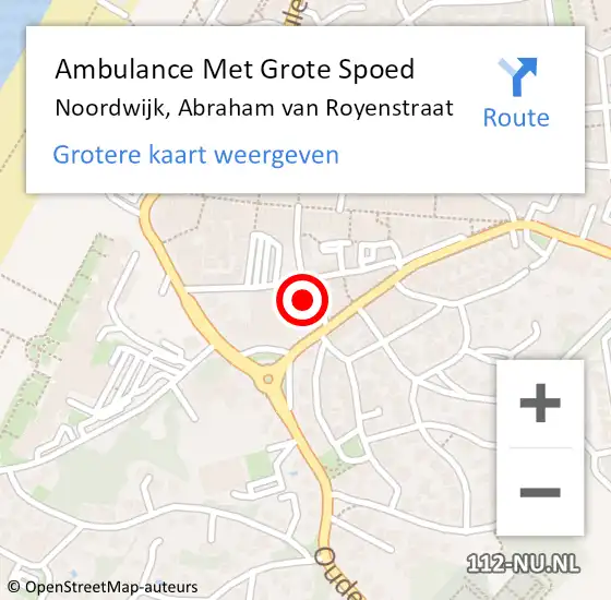 Locatie op kaart van de 112 melding: Ambulance Met Grote Spoed Naar Noordwijk, Abraham van Royenstraat op 11 augustus 2024 04:28