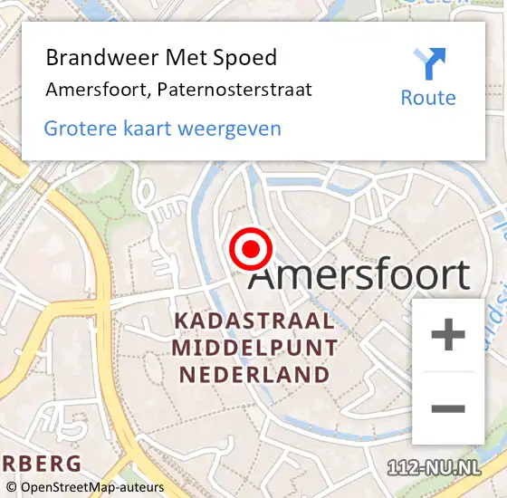 Locatie op kaart van de 112 melding: Brandweer Met Spoed Naar Amersfoort, Paternosterstraat op 11 augustus 2024 04:31