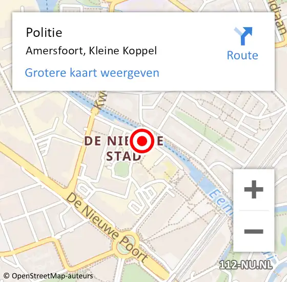 Locatie op kaart van de 112 melding: Politie Amersfoort, Kleine Koppel op 11 augustus 2024 04:31