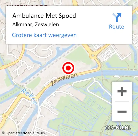 Locatie op kaart van de 112 melding: Ambulance Met Spoed Naar Alkmaar, Zeswielen op 11 augustus 2024 04:42