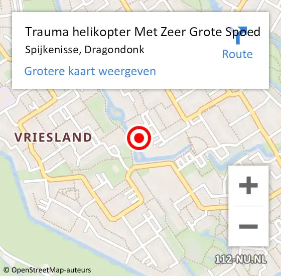 Locatie op kaart van de 112 melding: Trauma helikopter Met Zeer Grote Spoed Naar Spijkenisse, Dragondonk op 11 augustus 2024 05:43