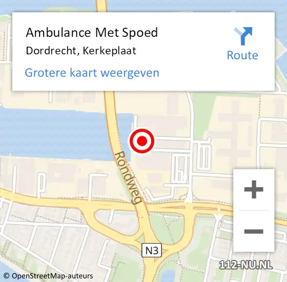 Locatie op kaart van de 112 melding: Ambulance Met Spoed Naar Dordrecht, Kerkeplaat op 11 augustus 2024 06:55