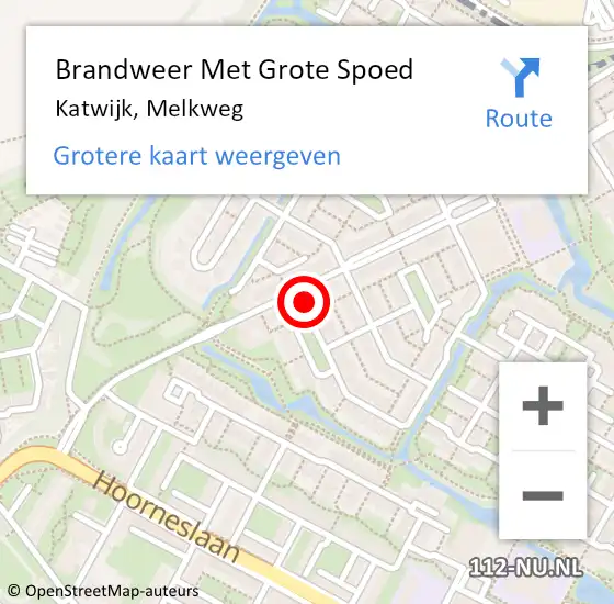 Locatie op kaart van de 112 melding: Brandweer Met Grote Spoed Naar Katwijk, Melkweg op 11 augustus 2024 08:09