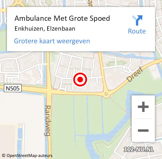 Locatie op kaart van de 112 melding: Ambulance Met Grote Spoed Naar Enkhuizen, Elzenbaan op 11 augustus 2024 08:26