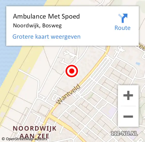 Locatie op kaart van de 112 melding: Ambulance Met Spoed Naar Noordwijk, Bosweg op 11 augustus 2024 08:32