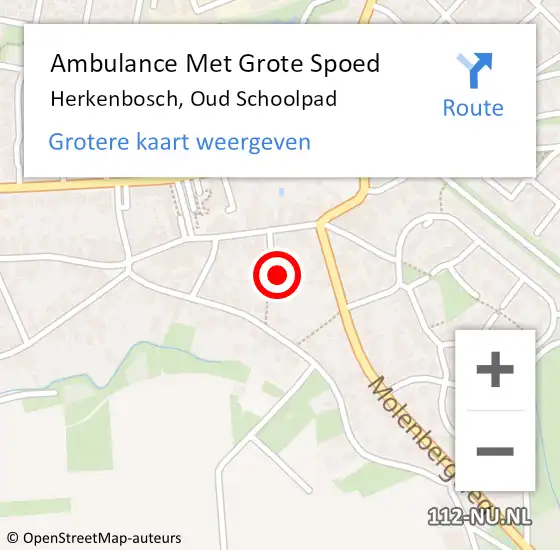 Locatie op kaart van de 112 melding: Ambulance Met Grote Spoed Naar Herkenbosch, Oud Schoolpad op 11 augustus 2024 09:15