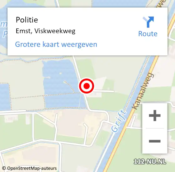 Locatie op kaart van de 112 melding: Politie Emst, Viskweekweg op 11 augustus 2024 09:16