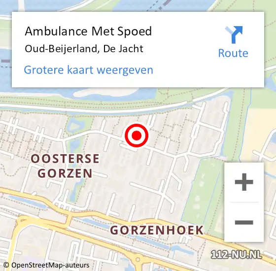 Locatie op kaart van de 112 melding: Ambulance Met Spoed Naar Oud-Beijerland, De Jacht op 16 oktober 2014 01:31