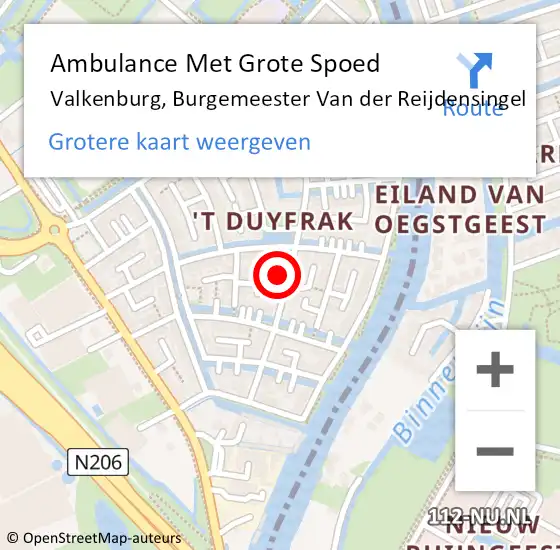 Locatie op kaart van de 112 melding: Ambulance Met Grote Spoed Naar Valkenburg, Burgemeester Van der Reijdensingel op 11 augustus 2024 10:20