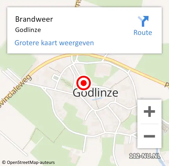 Locatie op kaart van de 112 melding: Brandweer Godlinze op 11 augustus 2024 10:33