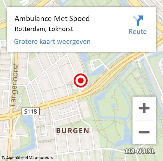 Locatie op kaart van de 112 melding: Ambulance Met Spoed Naar Rotterdam, Lokhorst op 11 augustus 2024 10:34