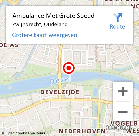 Locatie op kaart van de 112 melding: Ambulance Met Grote Spoed Naar Zwijndrecht, Oudeland op 11 augustus 2024 10:36