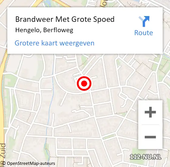 Locatie op kaart van de 112 melding: Brandweer Met Grote Spoed Naar Hengelo, Berfloweg op 11 augustus 2024 10:55