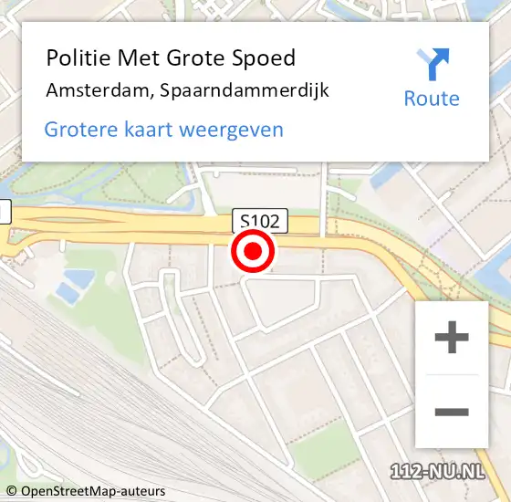 Locatie op kaart van de 112 melding: Politie Met Grote Spoed Naar Amsterdam, Spaarndammerdijk op 11 augustus 2024 10:58