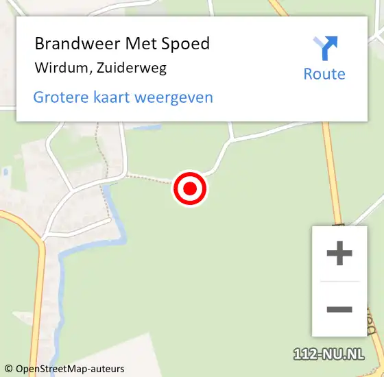 Locatie op kaart van de 112 melding: Brandweer Met Spoed Naar Wirdum, Zuiderweg op 11 augustus 2024 11:06