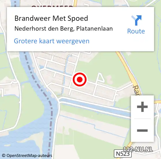 Locatie op kaart van de 112 melding: Brandweer Met Spoed Naar Nederhorst den Berg, Platanenlaan op 11 augustus 2024 11:07