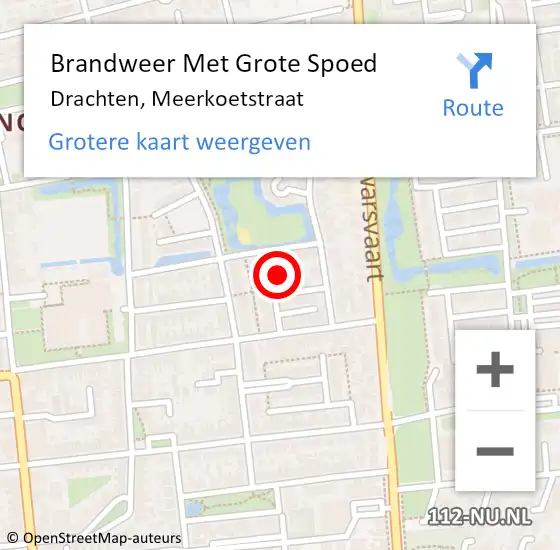 Locatie op kaart van de 112 melding: Brandweer Met Grote Spoed Naar Drachten, Meerkoetstraat op 11 augustus 2024 11:11