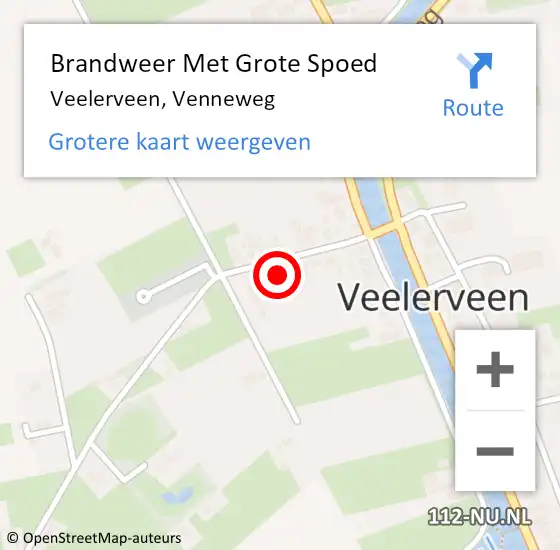 Locatie op kaart van de 112 melding: Brandweer Met Grote Spoed Naar Veelerveen, Venneweg op 16 oktober 2014 02:13