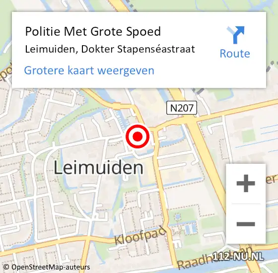 Locatie op kaart van de 112 melding: Politie Met Grote Spoed Naar Leimuiden, Dokter Stapenséastraat op 11 augustus 2024 11:23