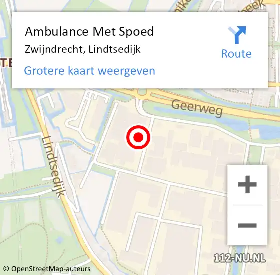 Locatie op kaart van de 112 melding: Ambulance Met Spoed Naar Zwijndrecht, Lindtsedijk op 11 augustus 2024 11:38