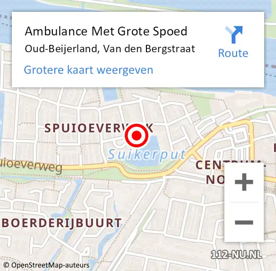 Locatie op kaart van de 112 melding: Ambulance Met Grote Spoed Naar Oud-Beijerland, Van den Bergstraat op 11 augustus 2024 11:38