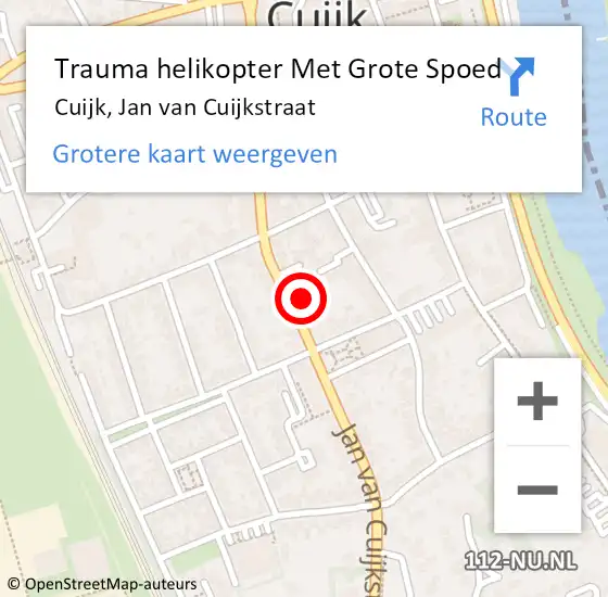 Locatie op kaart van de 112 melding: Trauma helikopter Met Grote Spoed Naar Cuijk, Jan van Cuijkstraat op 11 augustus 2024 11:47