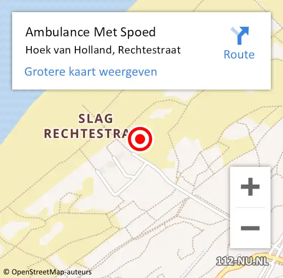 Locatie op kaart van de 112 melding: Ambulance Met Spoed Naar Hoek van Holland, Rechtestraat op 11 augustus 2024 11:54