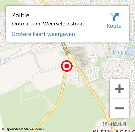 Locatie op kaart van de 112 melding: Politie Ootmarsum, Weerselosestraat op 11 augustus 2024 11:58