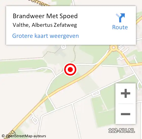 Locatie op kaart van de 112 melding: Brandweer Met Spoed Naar Valthe, Albertus Zefatweg op 11 augustus 2024 12:00