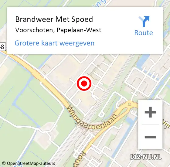 Locatie op kaart van de 112 melding: Brandweer Met Spoed Naar Voorschoten, Papelaan-West op 11 augustus 2024 12:08