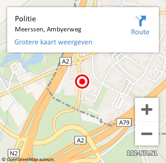 Locatie op kaart van de 112 melding: Politie Meerssen, Ambyerweg op 11 augustus 2024 12:21