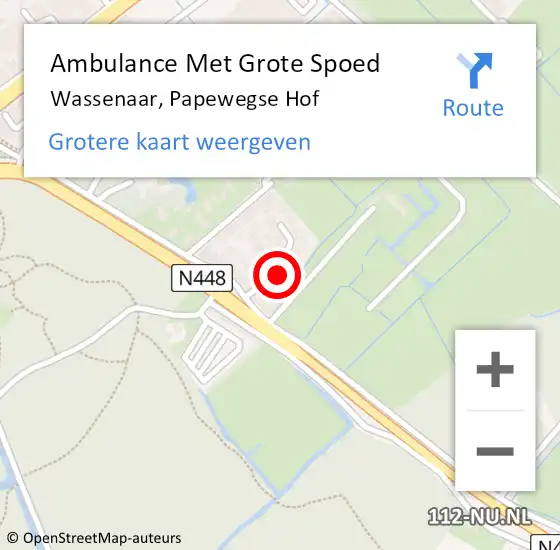 Locatie op kaart van de 112 melding: Ambulance Met Grote Spoed Naar Wassenaar, Papewegse Hof op 11 augustus 2024 12:22