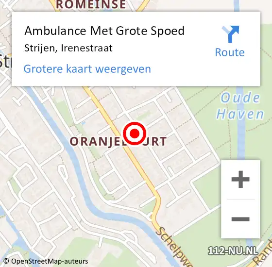 Locatie op kaart van de 112 melding: Ambulance Met Grote Spoed Naar Strijen, Irenestraat op 11 augustus 2024 12:24