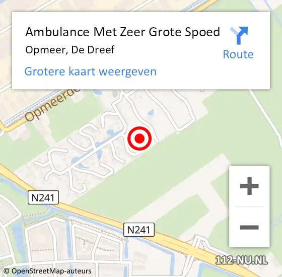 Locatie op kaart van de 112 melding: Ambulance Met Zeer Grote Spoed Naar Opmeer, De Dreef op 11 augustus 2024 12:31