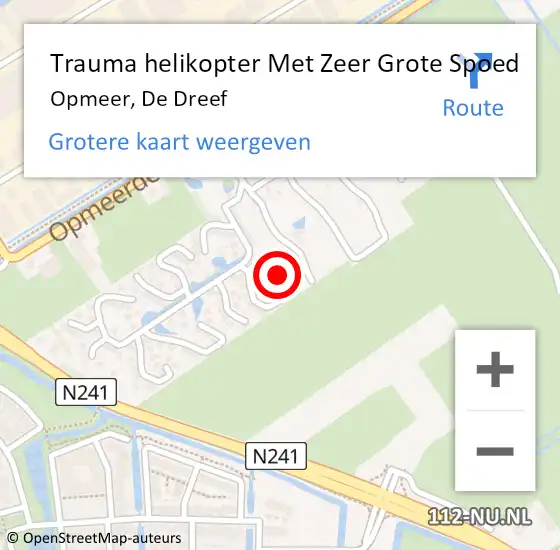 Locatie op kaart van de 112 melding: Trauma helikopter Met Zeer Grote Spoed Naar Opmeer, De Dreef op 11 augustus 2024 12:31