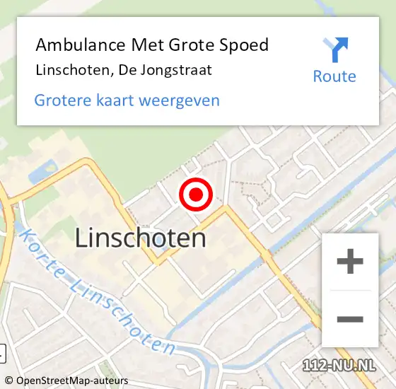 Locatie op kaart van de 112 melding: Ambulance Met Grote Spoed Naar Linschoten, De Jongstraat op 16 oktober 2014 02:40