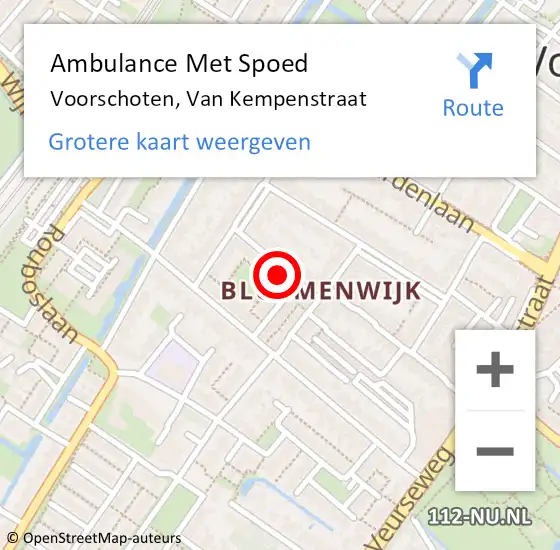 Locatie op kaart van de 112 melding: Ambulance Met Spoed Naar Voorschoten, Van Kempenstraat op 11 augustus 2024 12:32