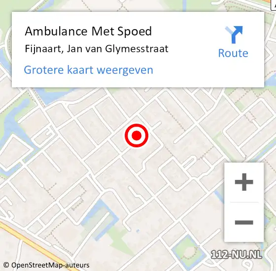 Locatie op kaart van de 112 melding: Ambulance Met Spoed Naar Fijnaart, Jan van Glymesstraat op 16 oktober 2014 02:42